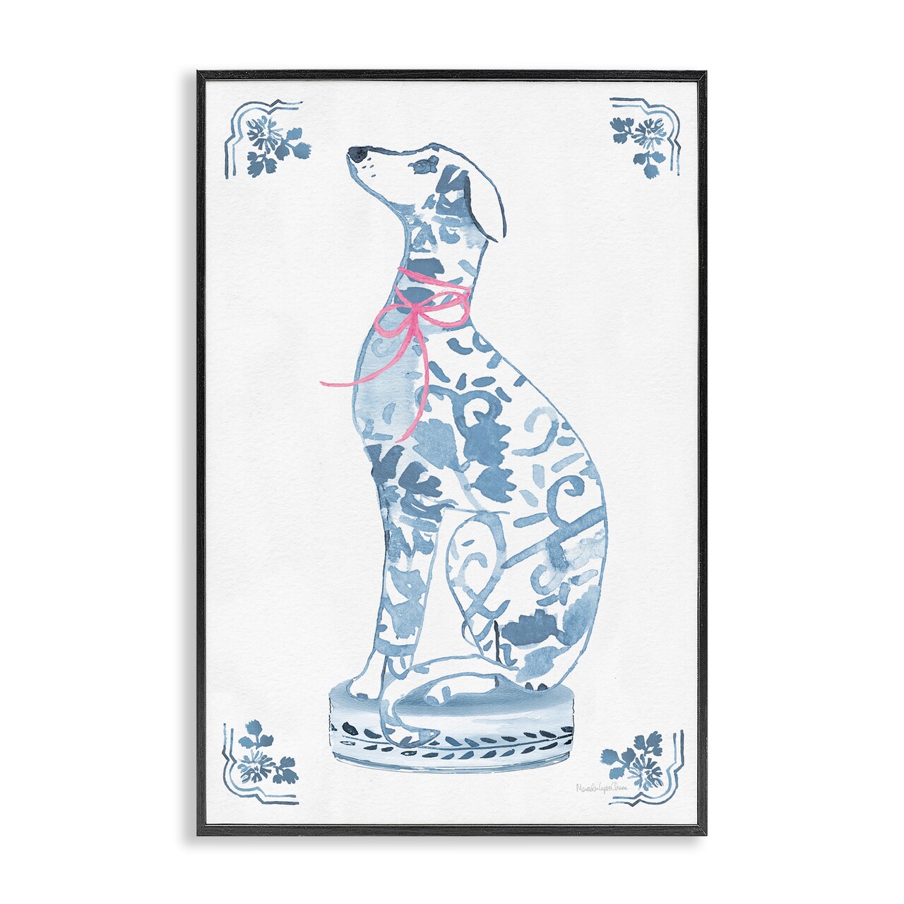 Stupell Industries Chinoiserie Dog Sculpture Framed Giclee, design by Mercedes Lopez Charro
